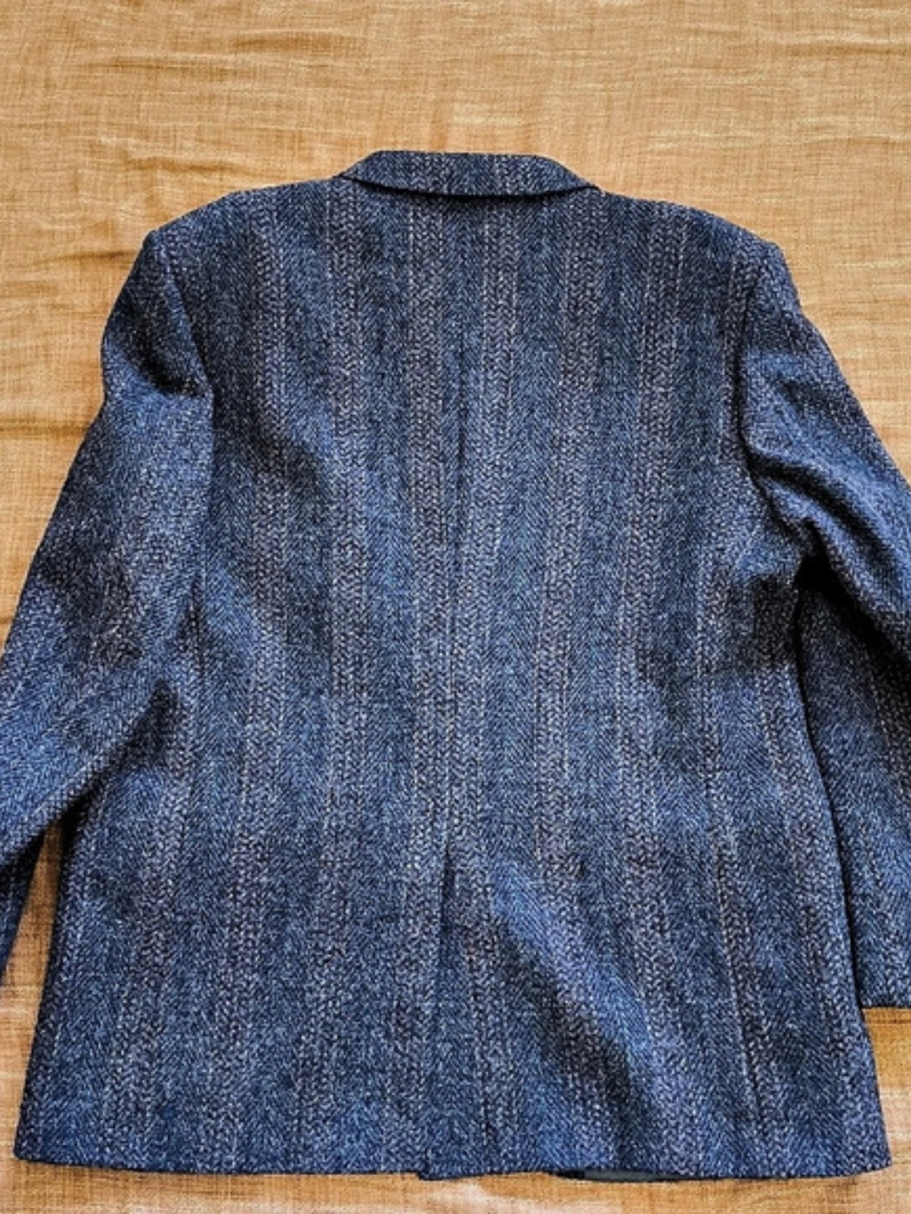 Harris Tweed Wool Sport Coat Striped Herringbone Slate Blue Grey Rust Size 46R - Picture 3 of 16